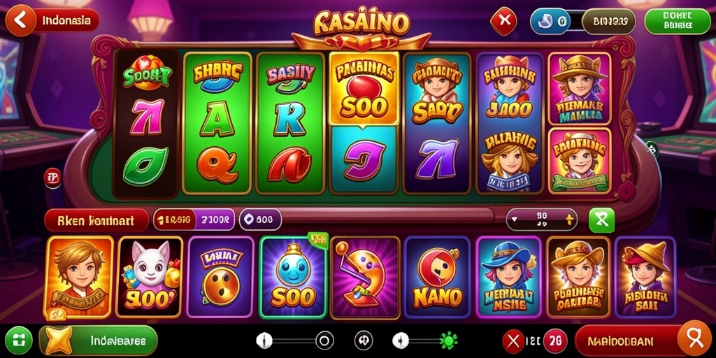Screenshot memperlihatkan berbagai tema slot yang tersedia.
